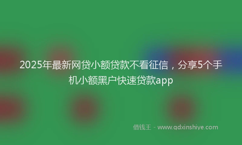 2025年最新网贷小额贷款不看征信，分享5个手机小额黑户快速贷款app