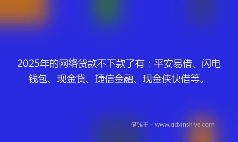 2025年的网络贷款不下款了有：平安易借、闪电钱包、现金贷、捷信金融、现金侠快借等。