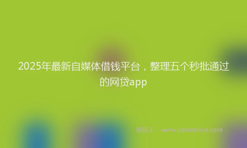 2025年最新自媒体借钱平台，整理五个秒批通过的网贷app