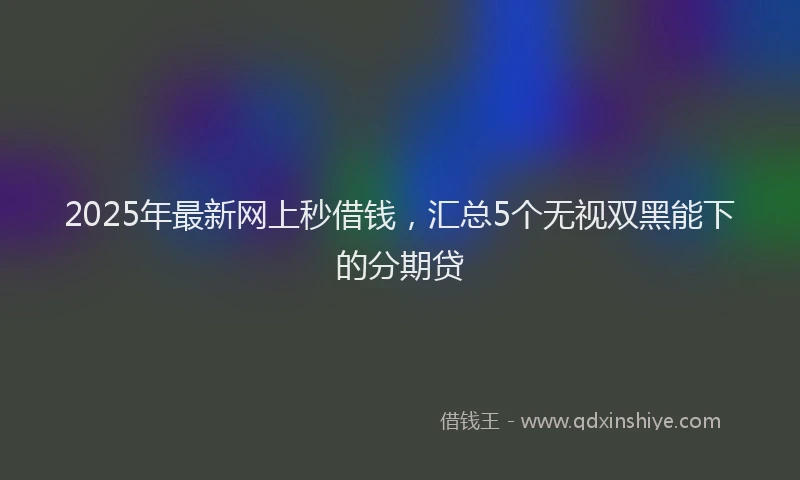 2025年最新网上秒借钱，汇总5个无视双黑能下的分期贷