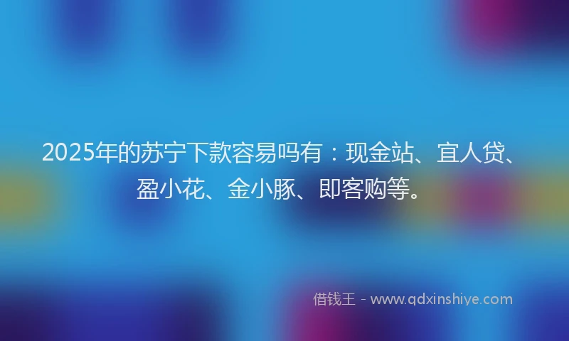 2025年的苏宁下款容易吗有：现金站、宜人贷、盈小花、金小豚、即客购等。