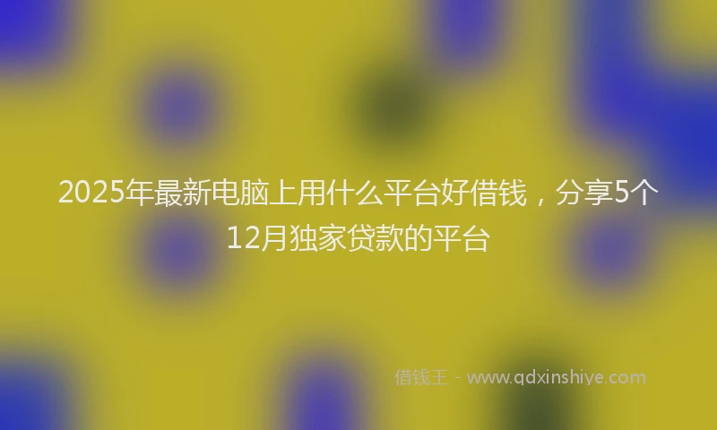 2025年最新电脑上用什么平台好借钱，分享5个12月独家贷款的平台