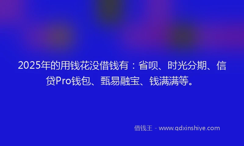 2025年的用钱花没借钱有：省呗、时光分期、信贷Pro钱包、甄易融宝、钱满满等。