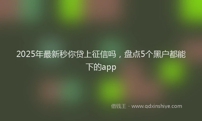 2025年最新秒你贷上征信吗，盘点5个黑户都能下的app