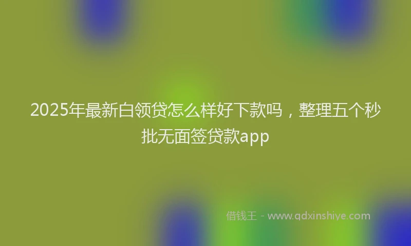 2025年最新白领贷怎么样好下款吗，整理五个秒批无面签贷款app