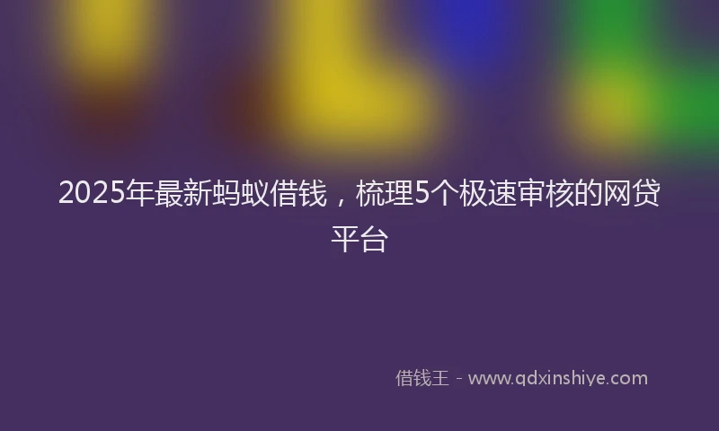 2025年最新蚂蚁借钱，梳理5个极速审核的网贷平台
