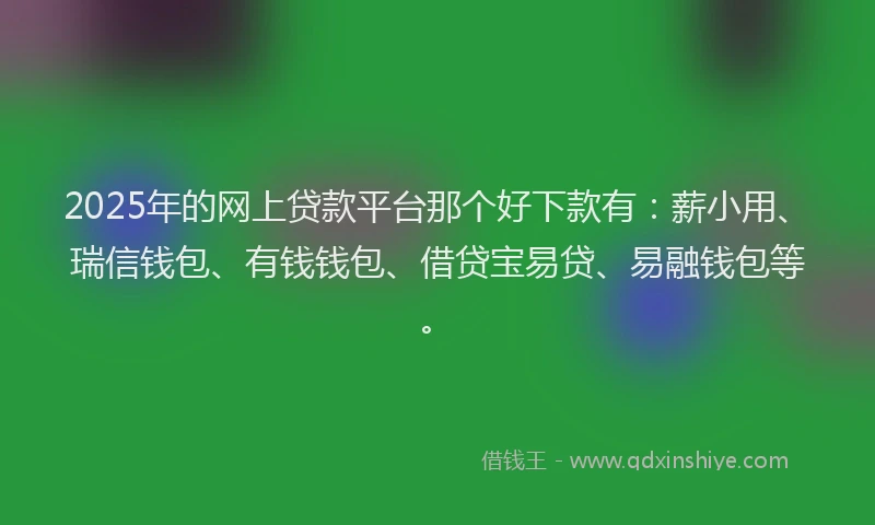 2025年的网上贷款平台那个好下款有：薪小用、瑞信钱包、有钱钱包、借贷宝易贷、易融钱包等。