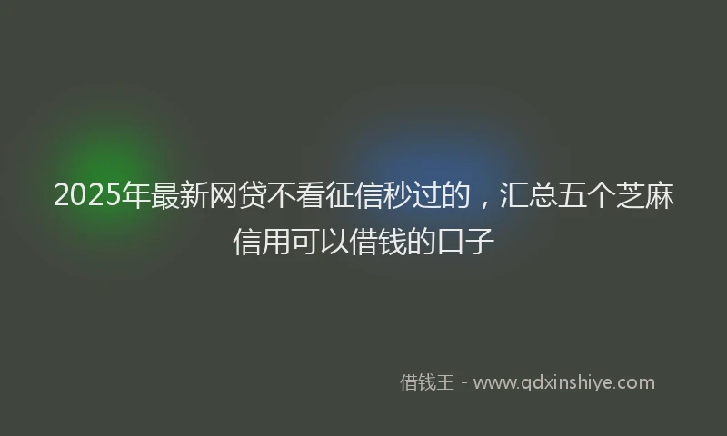 2025年最新网贷不看征信秒过的，汇总五个芝麻信用可以借钱的口子