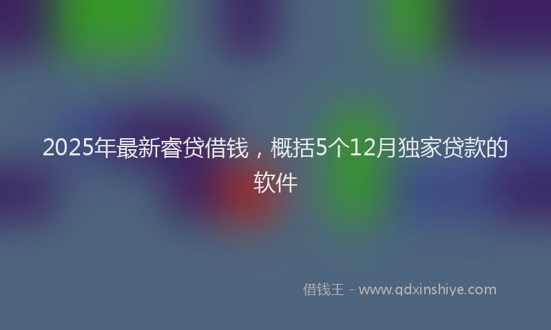 2025年最新睿贷借钱，概括5个12月独家贷款的软件