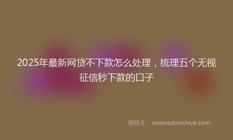 2025年最新网贷不下款怎么处理，梳理五个无视征信秒下款的口子