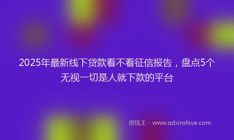 2025年最新线下贷款看不看征信报告，盘点5个无视一切是人就下款的平台
