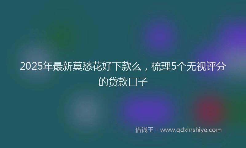 2025年最新莫愁花好下款么，梳理5个无视评分的贷款口子