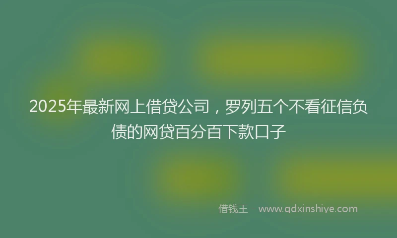 2025年最新网上借贷公司，罗列五个不看征信负债的网贷百分百下款口子