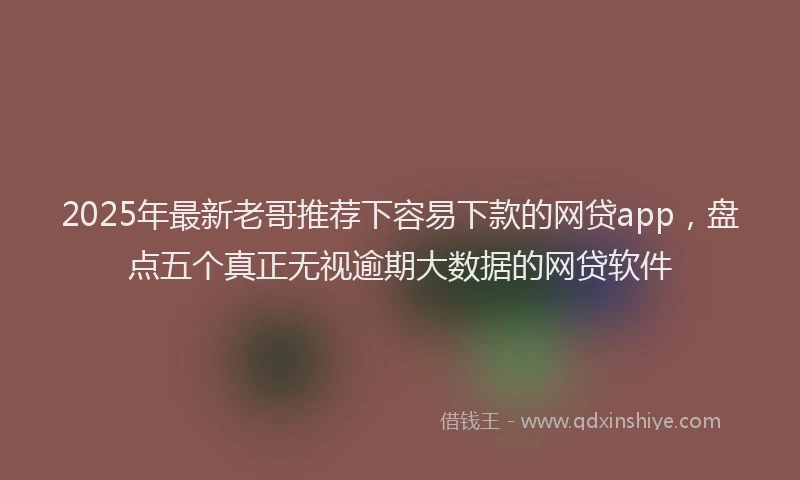 2025年最新老哥推荐下容易下款的网贷app，盘点五个真正无视逾期大数据的网贷软件