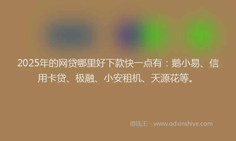 2025年的网贷哪里好下款快一点有：鹅小易、信用卡贷、极融、小安租机、天源花等。
