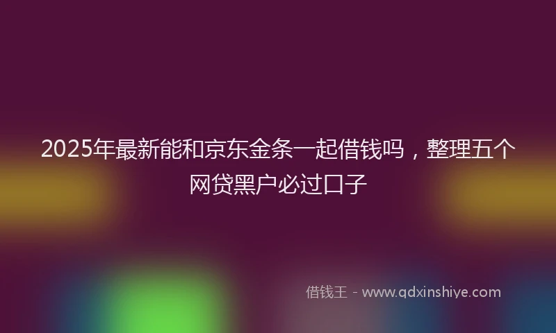 2025年最新能和京东金条一起借钱吗，整理五个网贷黑户必过口子
