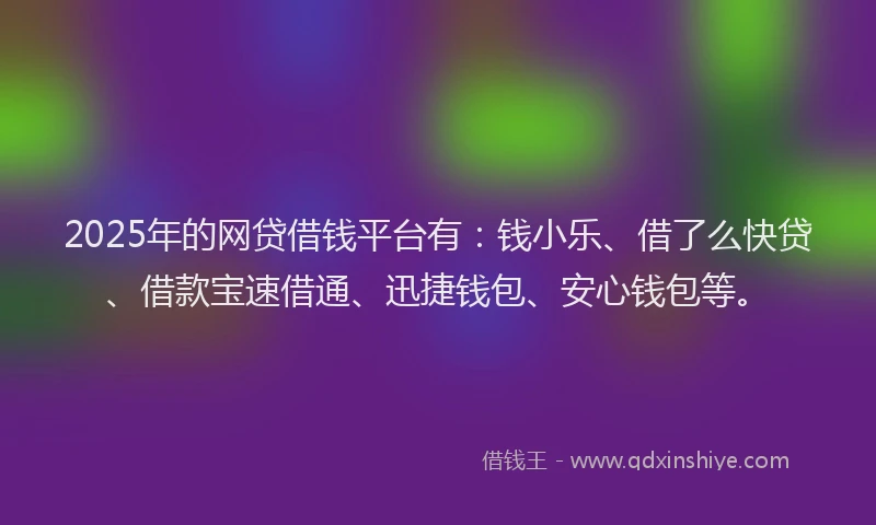 2025年的网贷借钱平台有：钱小乐、借了么快贷、借款宝速借通、迅捷钱包、安心钱包等。