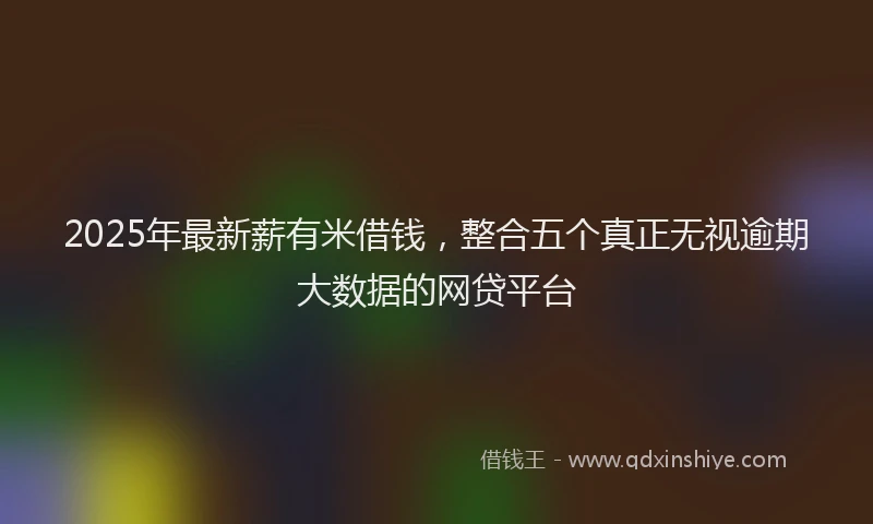 2025年最新薪有米借钱，整合五个真正无视逾期大数据的网贷平台