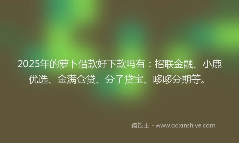 2025年的萝卜借款好下款吗有：招联金融、小鹿优选、金满仓贷、分子贷宝、哆哆分期等。