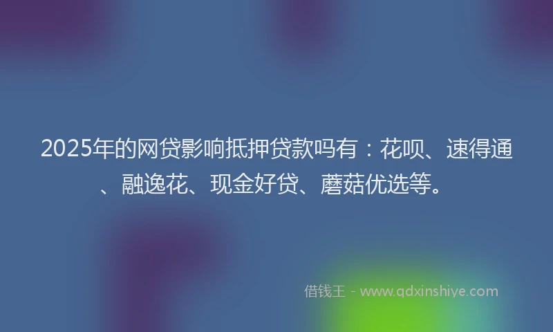2025年的网贷影响抵押贷款吗有：花呗、速得通、融逸花、现金好贷、蘑菇优选等。