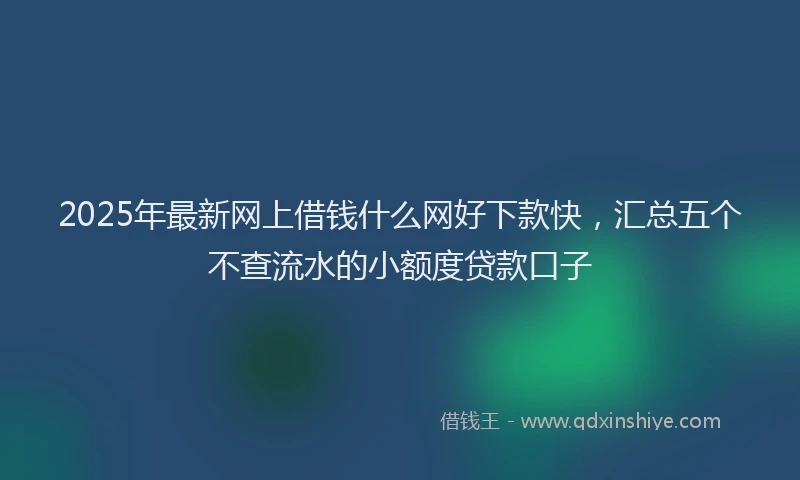 2025年最新网上借钱什么网好下款快，汇总五个不查流水的小额度贷款口子