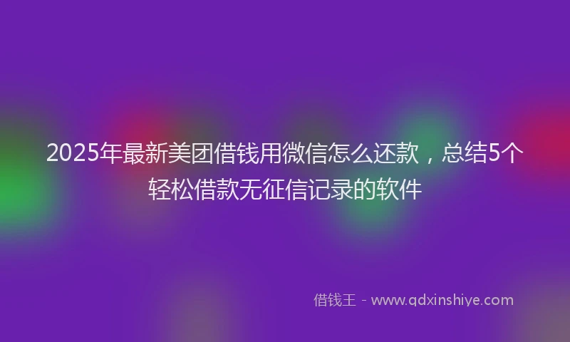 2025年最新美团借钱用微信怎么还款，总结5个轻松借款无征信记录的软件
