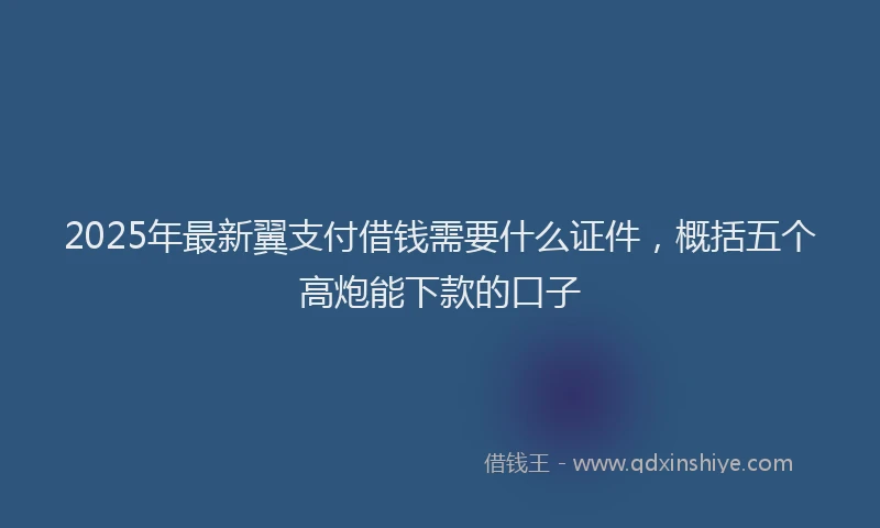 2025年最新翼支付借钱需要什么证件，概括五个高炮能下款的口子