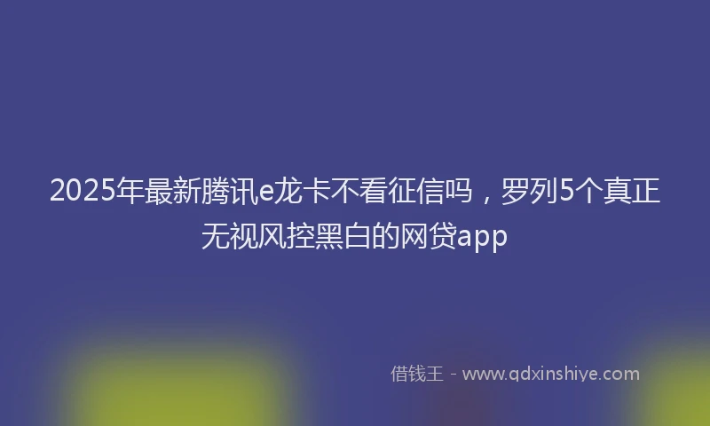 2025年最新腾讯e龙卡不看征信吗，罗列5个真正无视风控黑白的网贷app