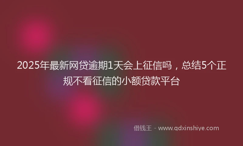 2025年最新网贷逾期1天会上征信吗，总结5个正规不看征信的小额贷款平台