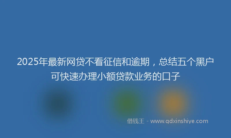 2025年最新网贷不看征信和逾期，总结五个黑户可快速办理小额贷款业务的口子