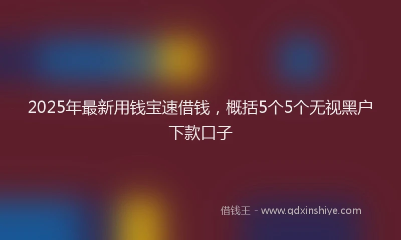 2025年最新用钱宝速借钱，概括5个5个无视黑户下款口子