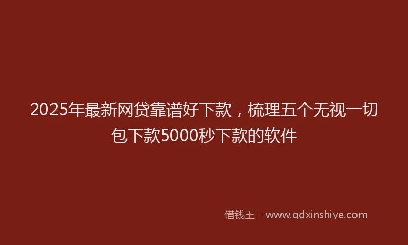2025年最新网贷靠谱好下款，梳理五个无视一切包下款5000秒下款的软件