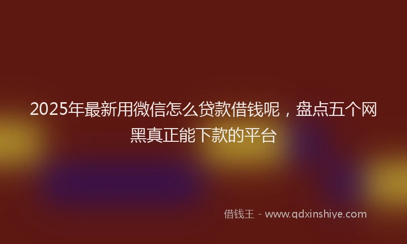2025年最新用微信怎么贷款借钱呢，盘点五个网黑真正能下款的平台