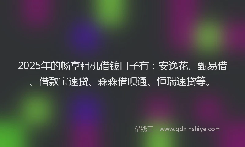 2025年的畅享租机借钱口子有：安逸花、甄易借、借款宝速贷、森森借呗通、恒瑞速贷等。