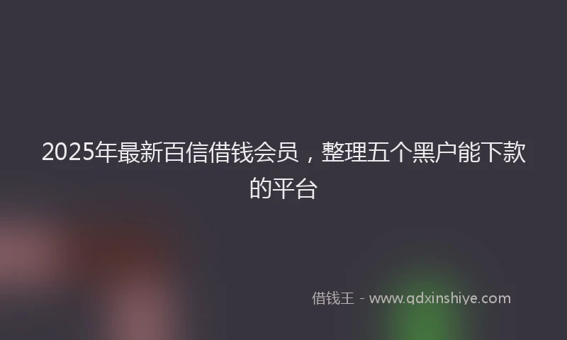 2025年最新百信借钱会员，整理五个黑户能下款的平台