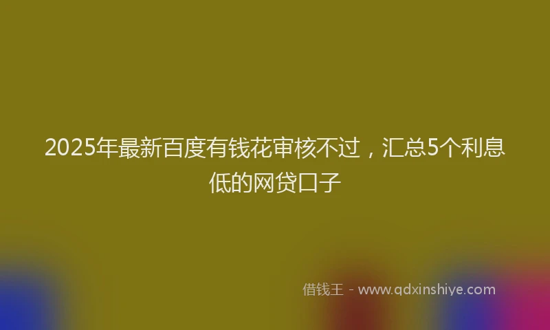 2025年最新百度有钱花审核不过，汇总5个利息低的网贷口子