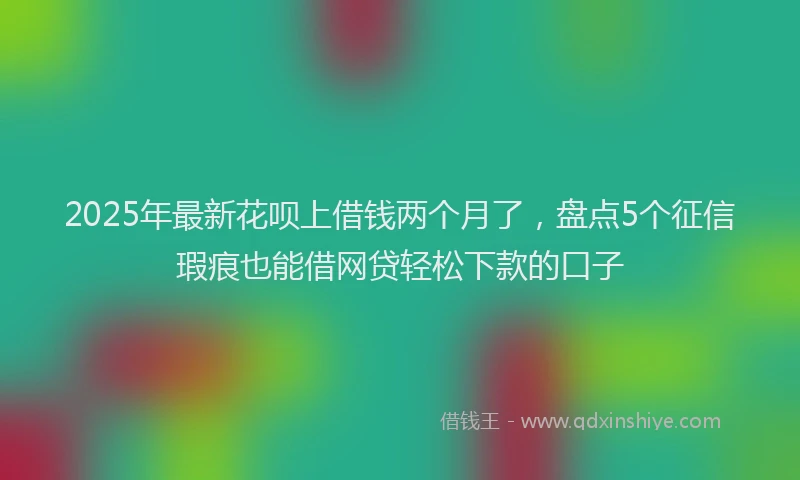 2025年最新花呗上借钱两个月了，盘点5个征信瑕疵也能借网贷轻松下款的口子