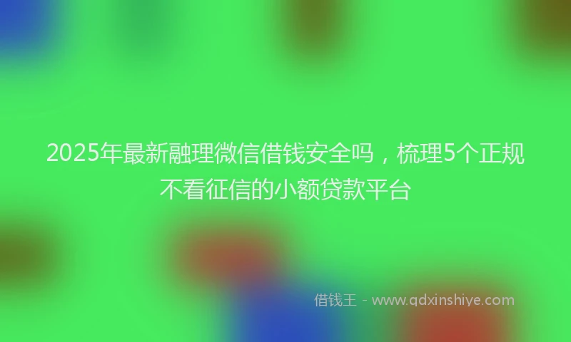 2025年最新融理微信借钱安全吗，梳理5个正规不看征信的小额贷款平台