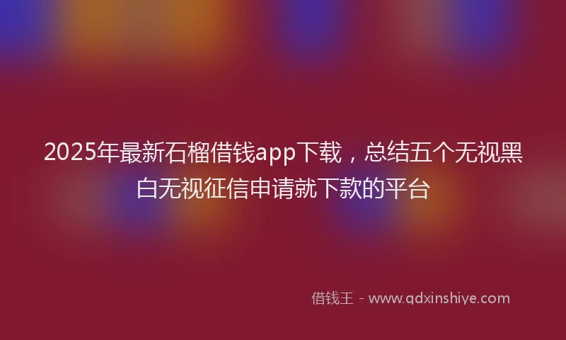 2025年最新石榴借钱app下载，总结五个无视黑白无视征信申请就下款的平台