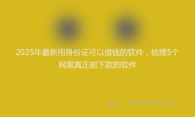 2025年最新用身份证可以借钱的软件，梳理5个网黑真正能下款的软件