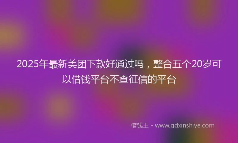 2025年最新美团下款好通过吗，整合五个20岁可以借钱平台不查征信的平台