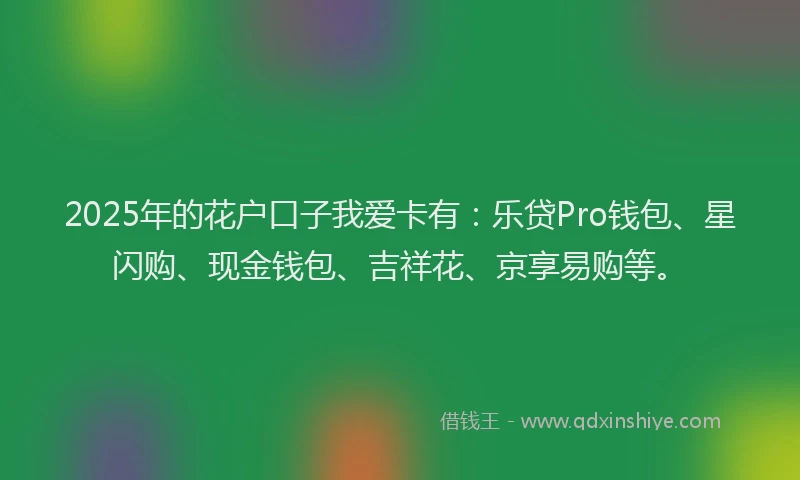 2025年的花户口子我爱卡有：乐贷Pro钱包、星闪购、现金钱包、吉祥花、京享易购等。