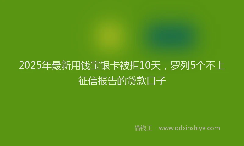 2025年最新用钱宝银卡被拒10天，罗列5个不上征信报告的贷款口子