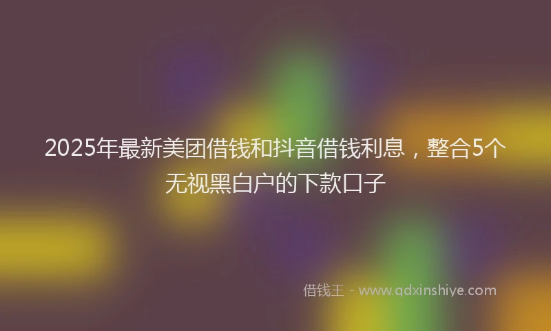 2025年最新美团借钱和抖音借钱利息，整合5个无视黑白户的下款口子