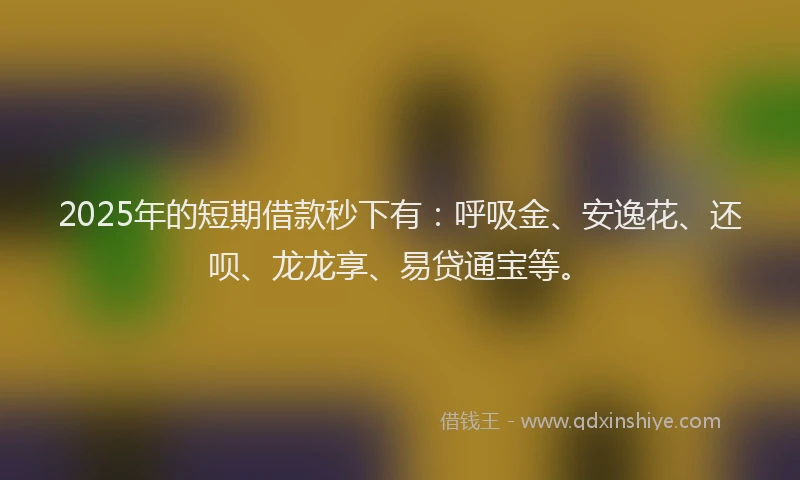 2025年的短期借款秒下有：呼吸金、安逸花、还呗、龙龙享、易贷通宝等。