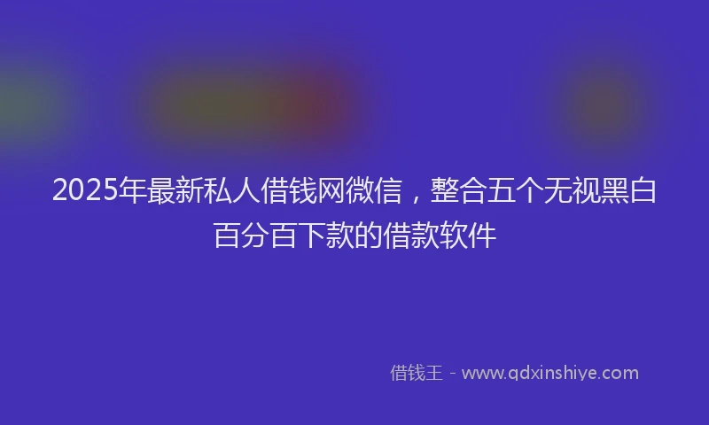 2025年最新私人借钱网微信，整合五个无视黑白百分百下款的借款软件