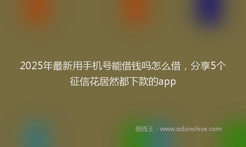 2025年最新用手机号能借钱吗怎么借，分享5个征信花居然都下款的app