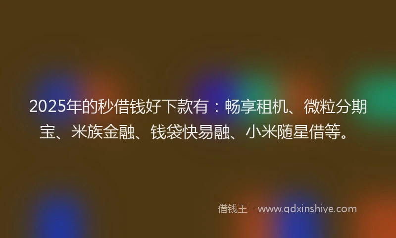 2025年的秒借钱好下款有：畅享租机、微粒分期宝、米族金融、钱袋快易融、小米随星借等。