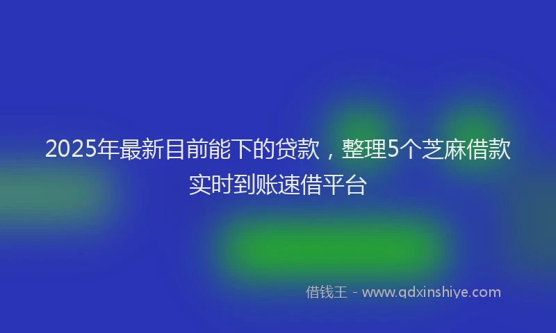 2025年最新目前能下的贷款，整理5个芝麻借款实时到账速借平台