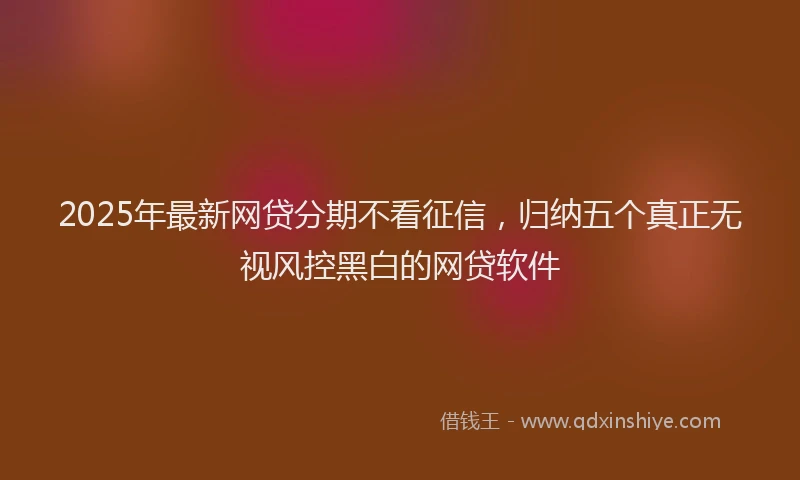 2025年最新网贷分期不看征信，归纳五个真正无视风控黑白的网贷软件